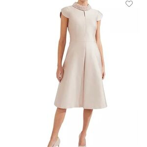 HOBBS LONDON Marcella Embellished Neck Dress-Blue